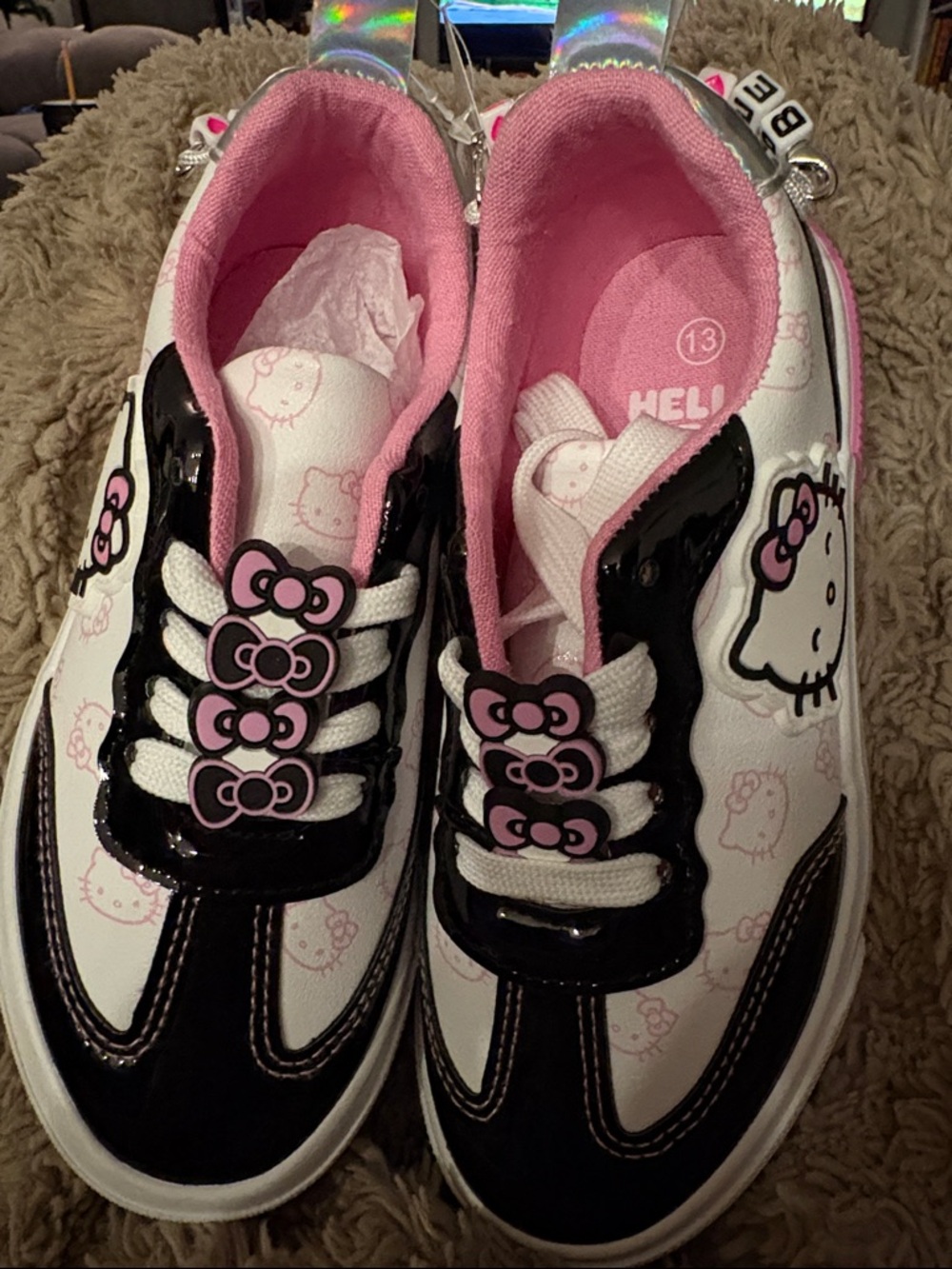 Hello Kitty Black, White & Pink Kids' Character Sneakers